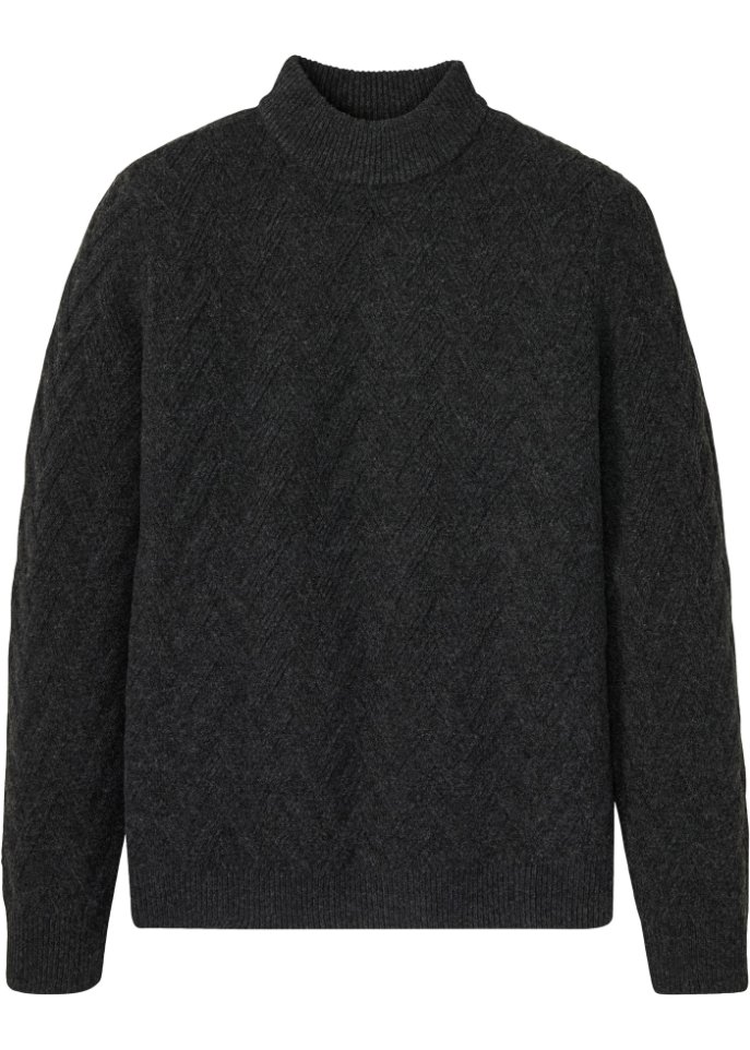 Структурный свитер с воротником-стойкой Bpc Bonprix Collection, черный свитер тонкой вязки с воротником стойкой bpc bonprix collection зеленый