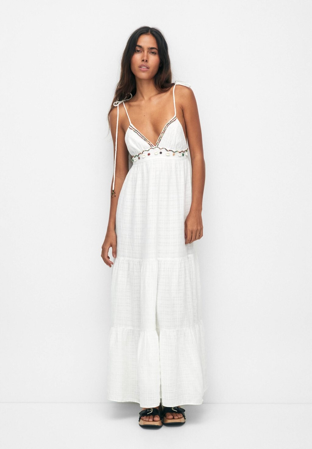 

Длинное платье PULL&BEAR, белый