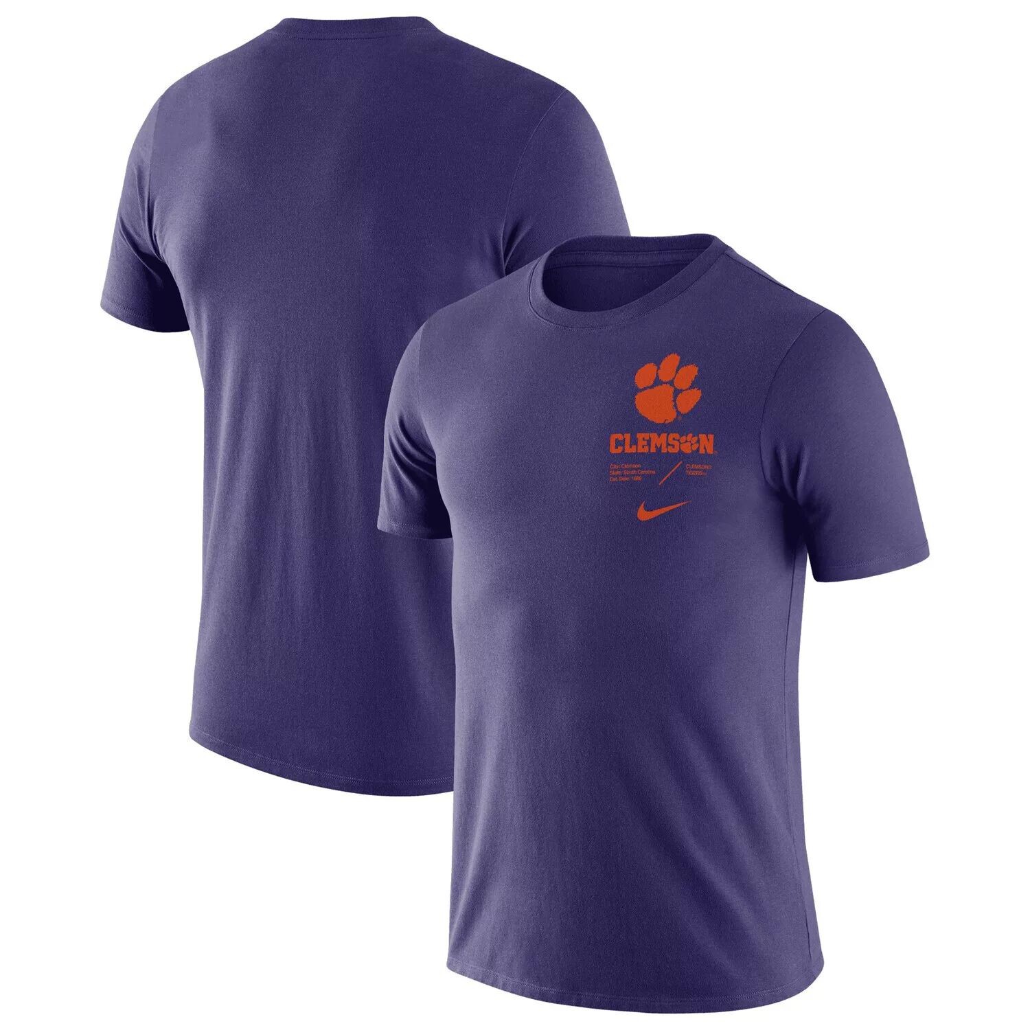 

Мужская фиолетовая футболка Clemson Tigers Team Practice Performance Nike, Фиолетовый