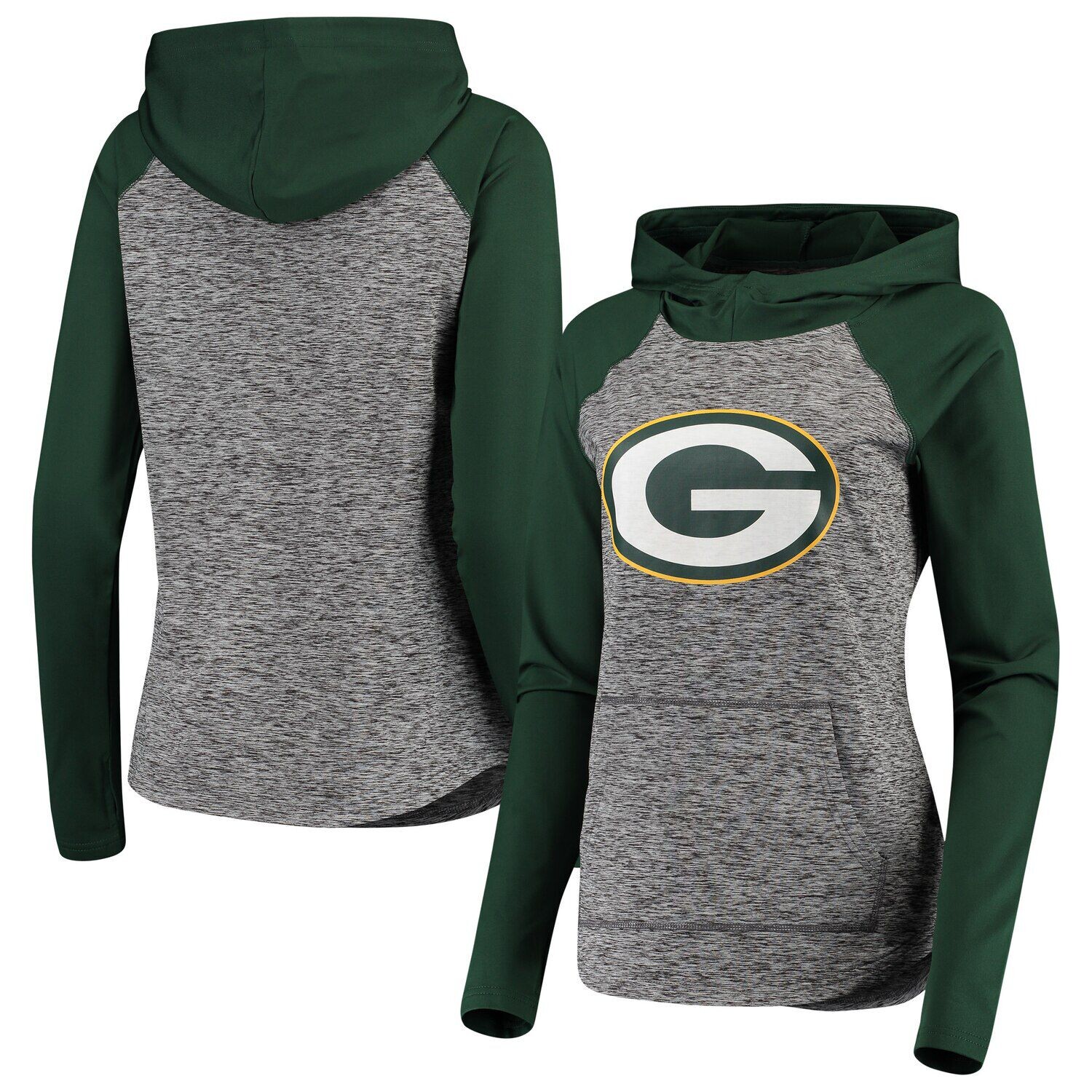 

Женский пуловер с капюшоном G-III 4Her by Carl Banks Heathered Grey/Green Green Bay Packers Championship Ring G-III