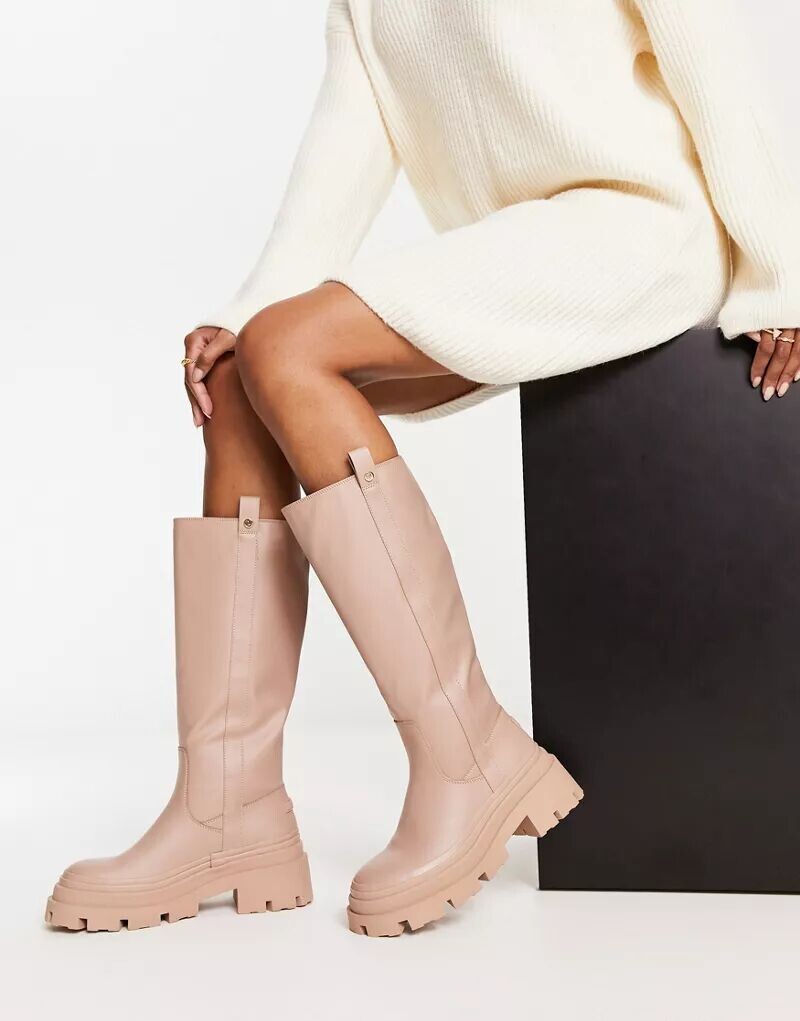 

Светло-бежевые резиновые сапоги до колена River Island