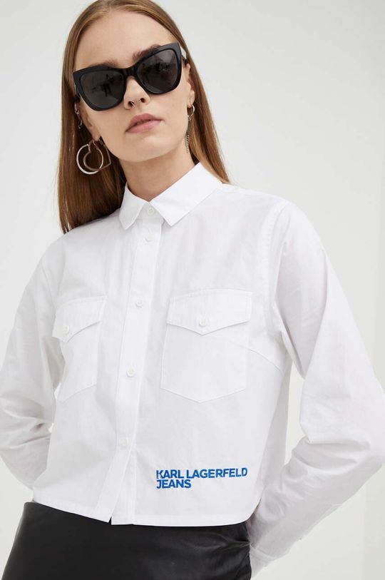 Хлопчатобумажную рубашку Karl Lagerfeld Jeans, белый