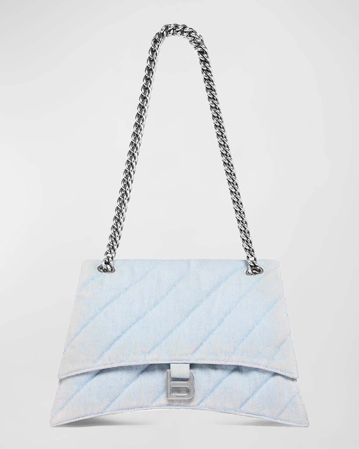 

Сумка Crush среднего размера на цепочке из стеганого денима Balenciaga, цвет 4651 Pale Blue