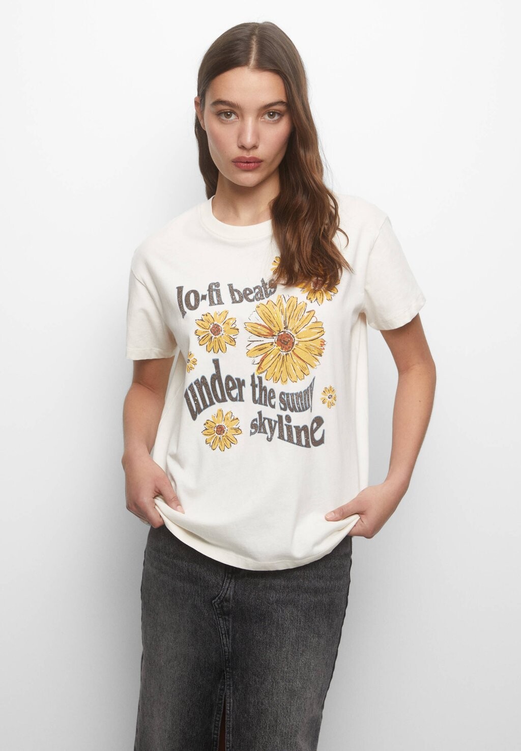 

Футболка с принтом PULL&BEAR, бежевый