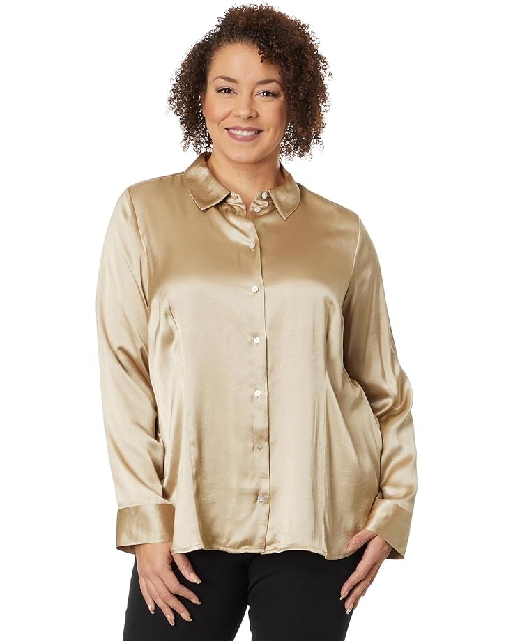 

Рубашка Madewell Plus Darted Button-Up Shirt in Satin, цвет Matchstick