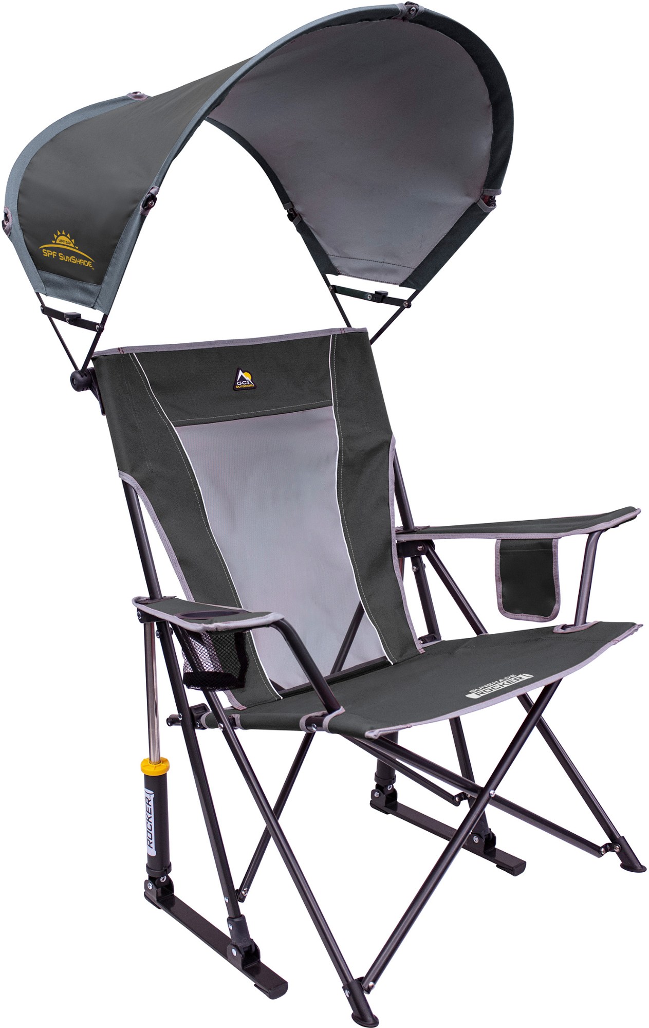 Кресло-качалка с солнцезащитным козырьком GCI Outdoor, серый maagen black rolly sunshade