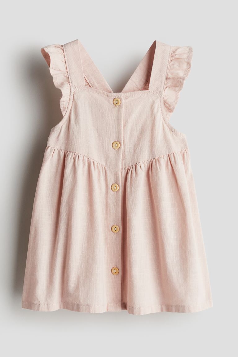 Хлопковое платье с воланами H&M, розовый женское винтажное платье без рукавов однотонное платье во французском стиле на бретелях спагетти с квадратным вырезом весна лето 2023