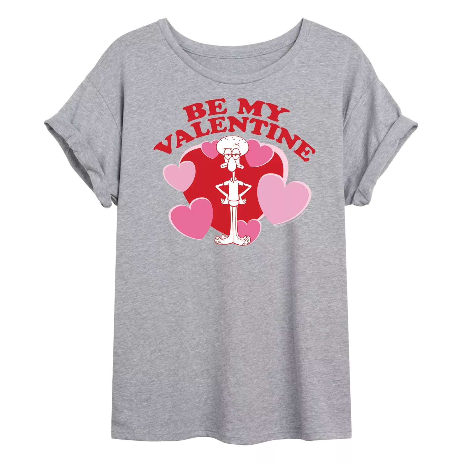 Детская струящаяся футболка «Спанч Боб Квадратные Штаны» «Сквидвард» «Будь моим Валентином» Licensed Character, серый