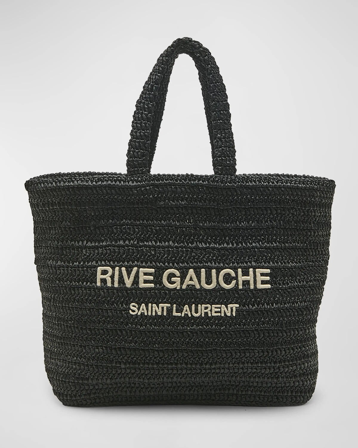 

Большая сумка Rive Gauche из рафии Saint Laurent, цвет Black/White
