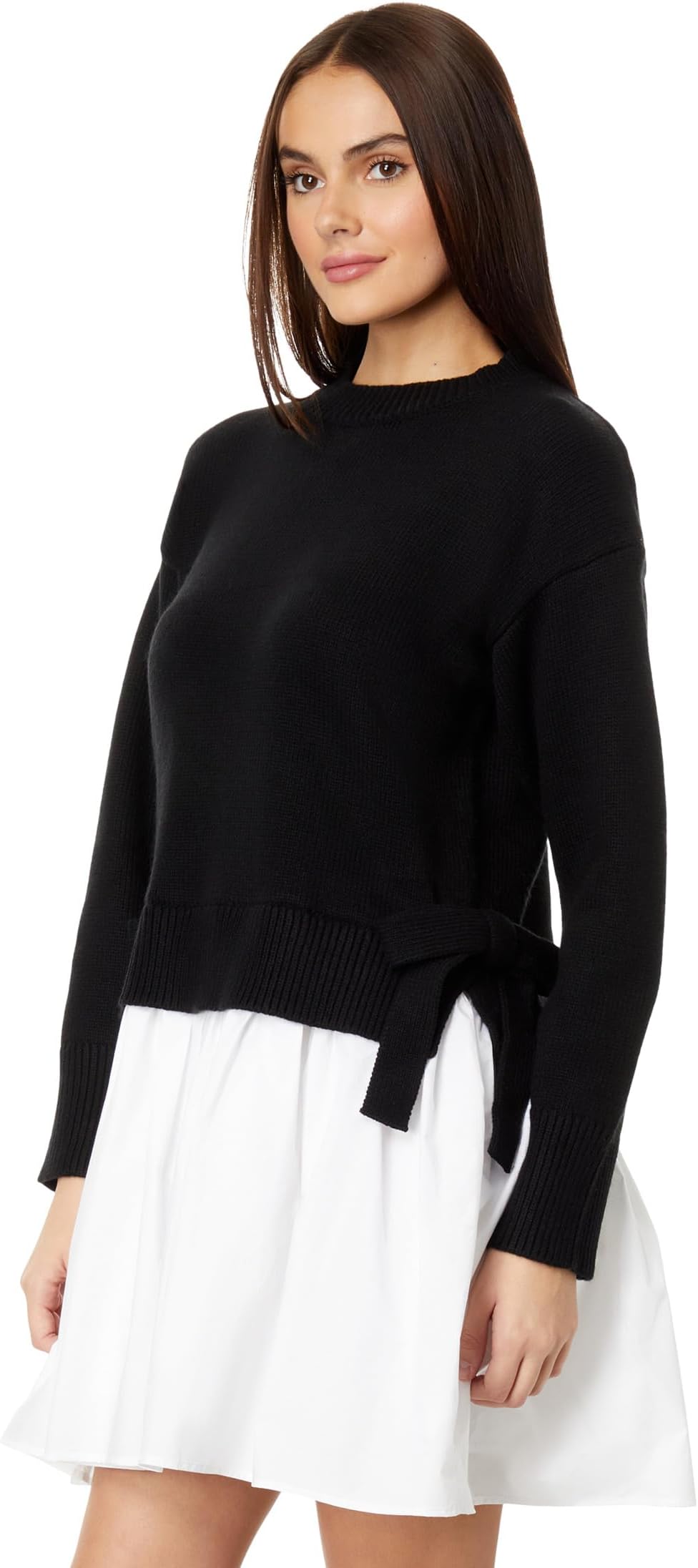цена Мини-платье смешанной техники с завязками сбоку English Factory, цвет Black/White