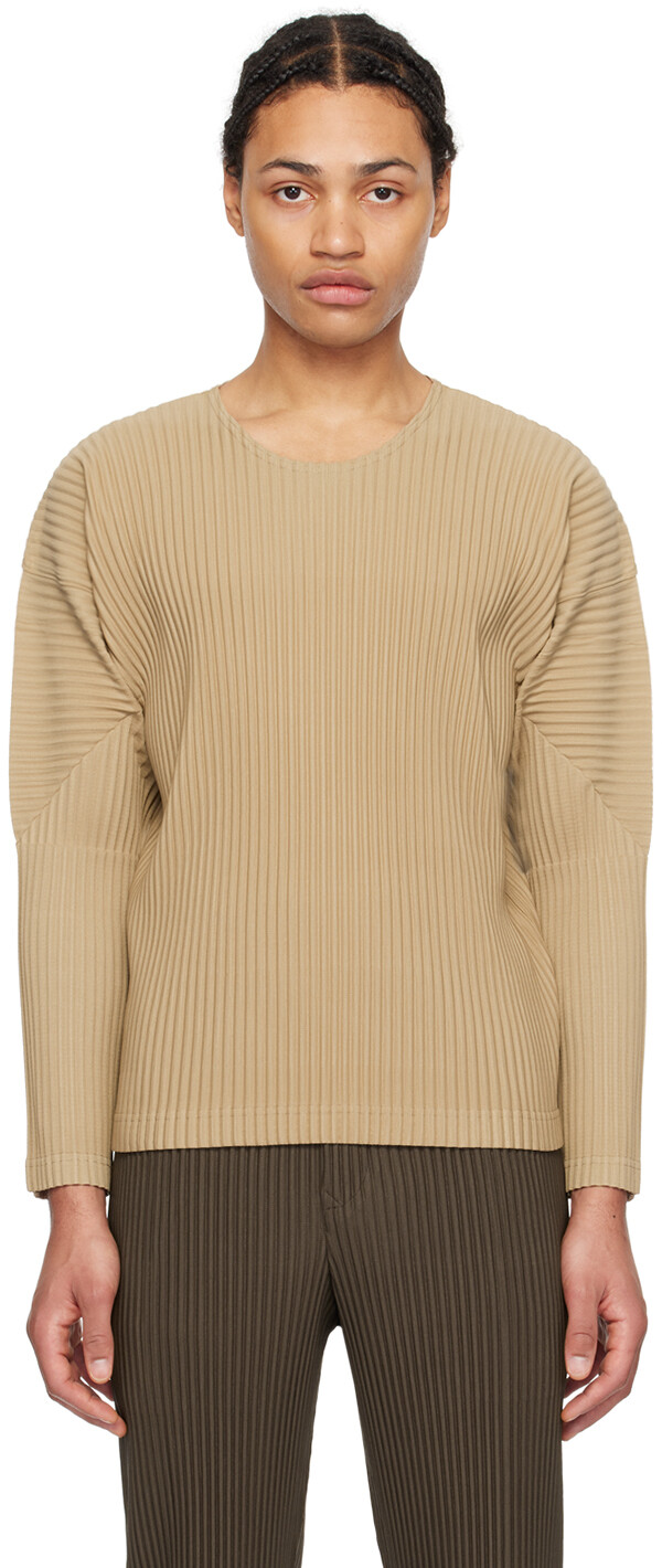 

Бежевая футболка с длинным рукавом Monthly Color Festival Homme Plisse Issey Miyake