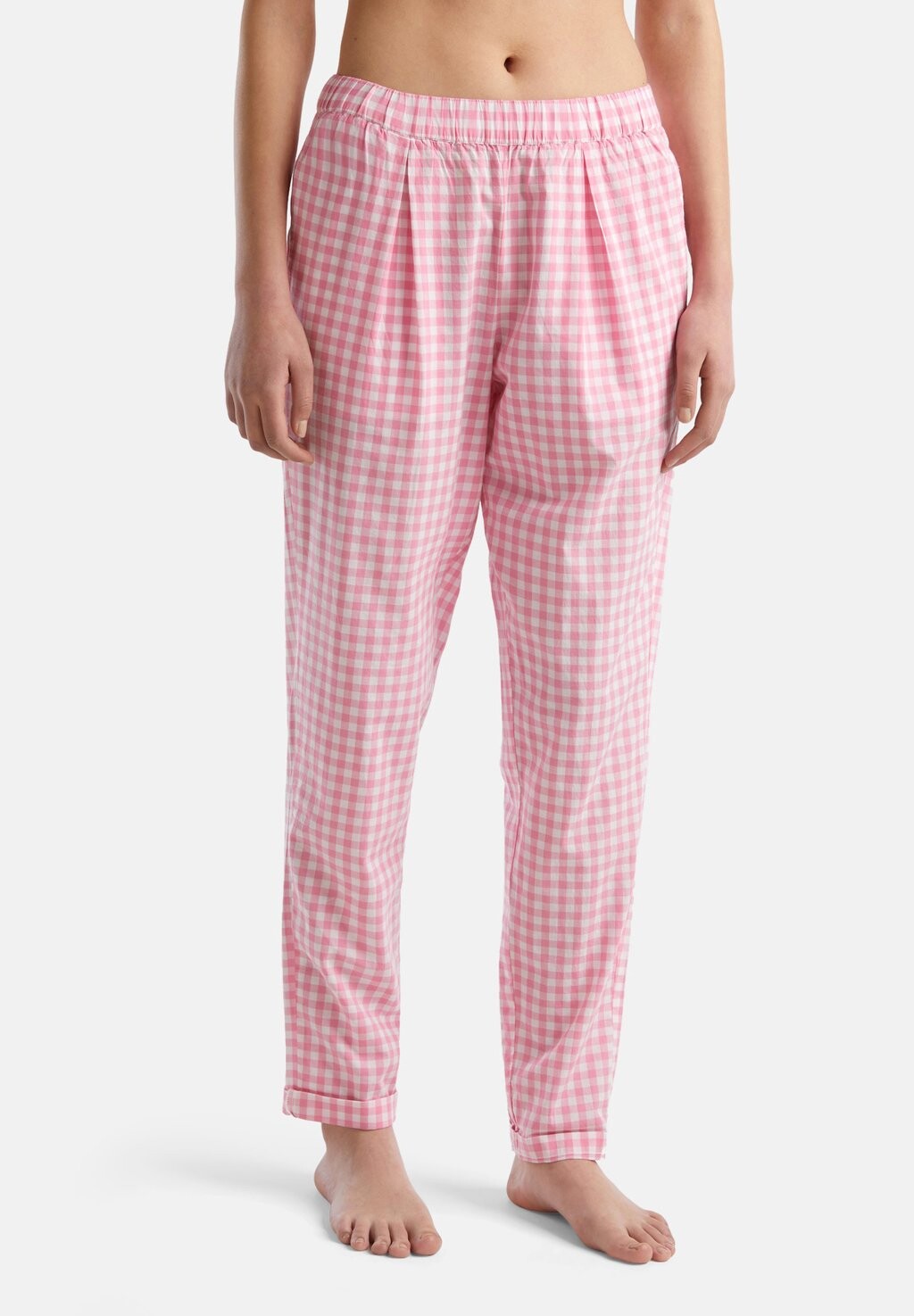 

Брюки CON RISVOLTO United Colors of Benetton, цвет neon pink