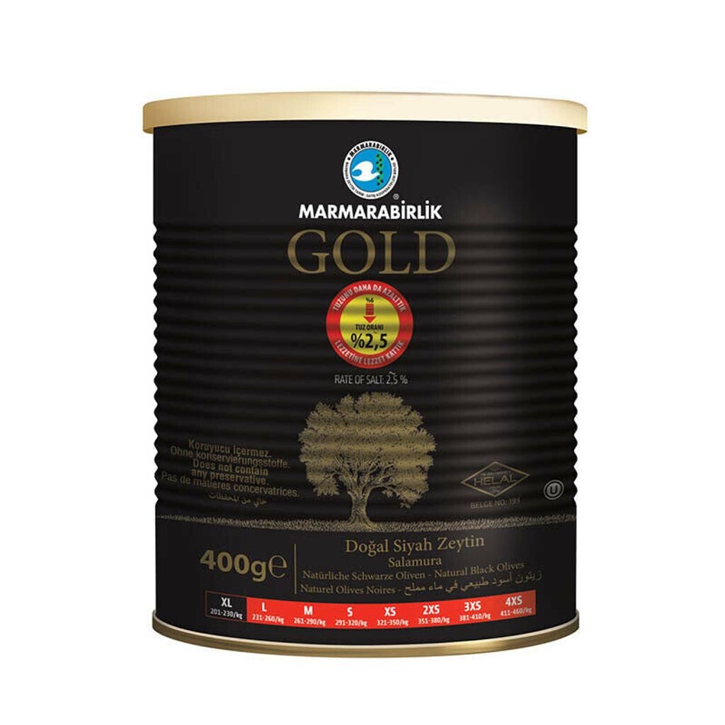 

Оливки Мармарабирлик GOLD натуральные черные XL 400г Marmarabirlik