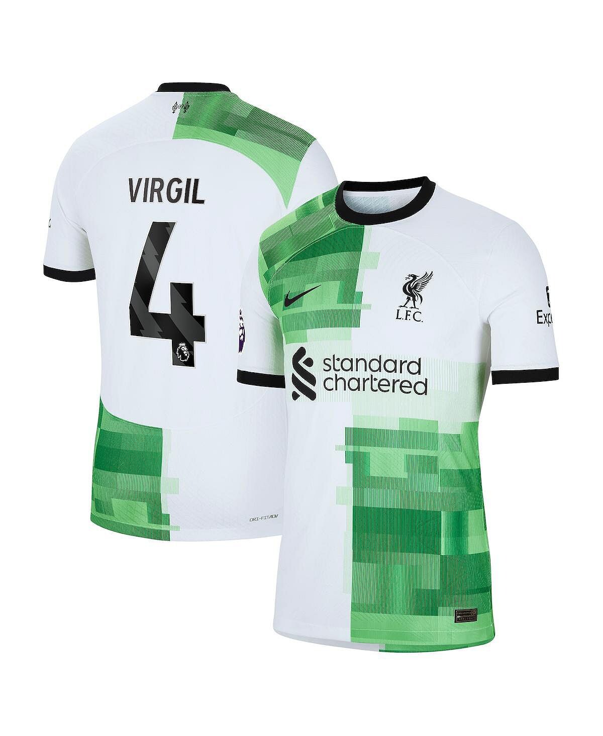 

Мужская белая выездная футболка Virgil van Dijk Liverpool 2023/24 Authentic Player Nike, Белый