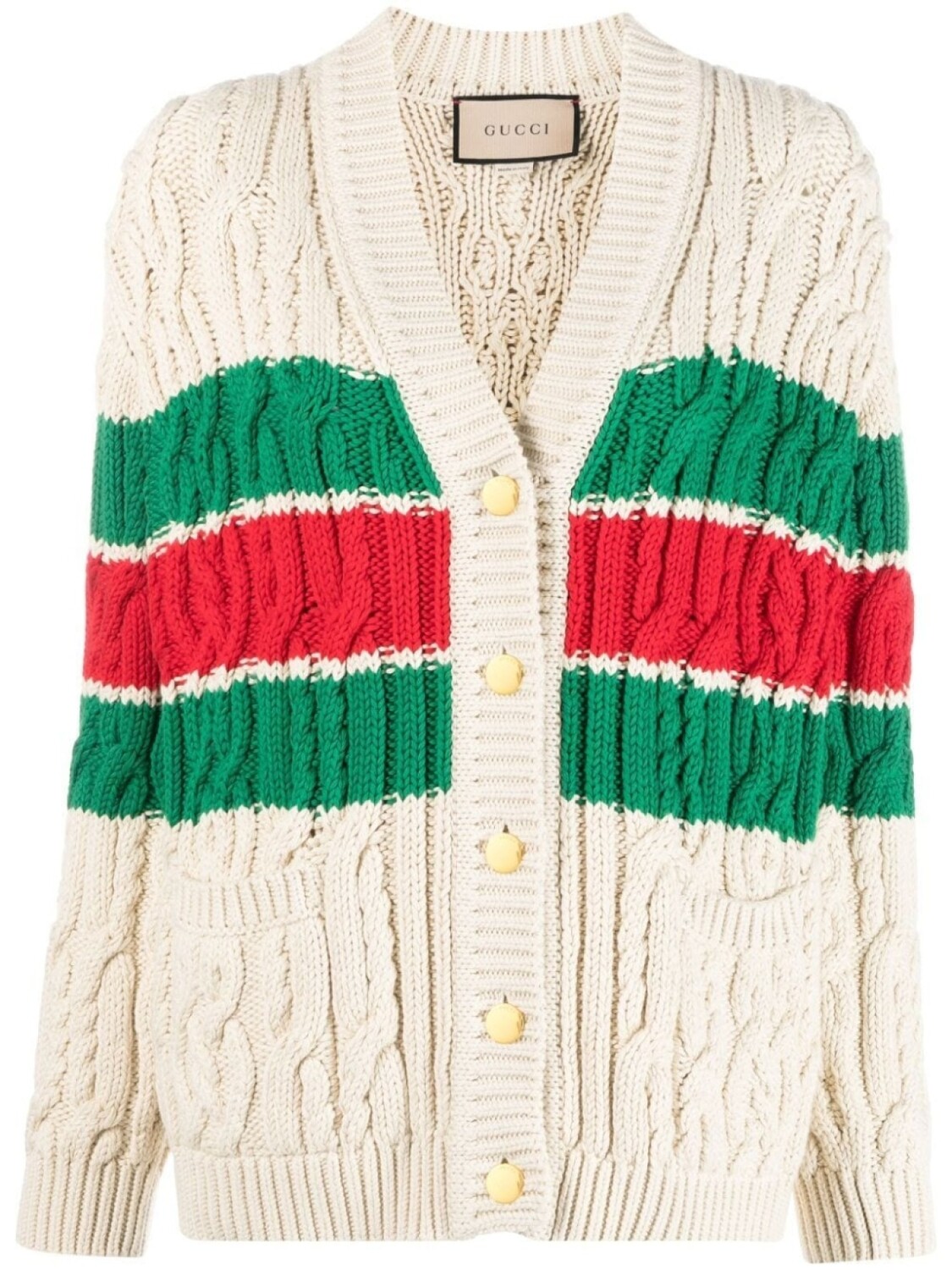 

Gucci кардиган фактурной вязки с отделкой Web, белый