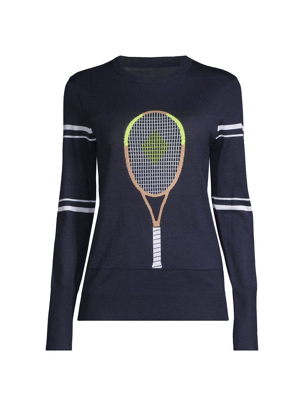 

Racquet Шерстяной вязаный свитер интарсия L'Etoile Sport, белый