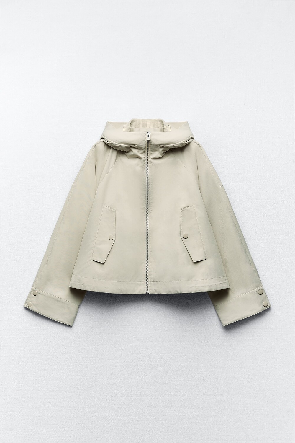 

Короткая парка с капюшоном Zara, экрю, Серый