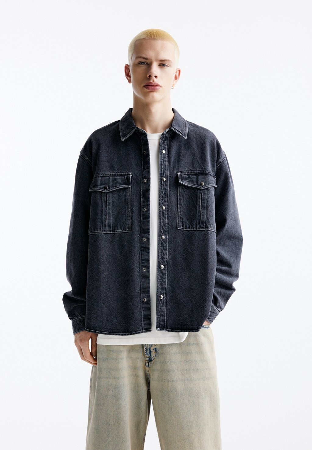 

Рубашка COWBOY OVERSHIRT PULL&BEAR, цвет dark grey