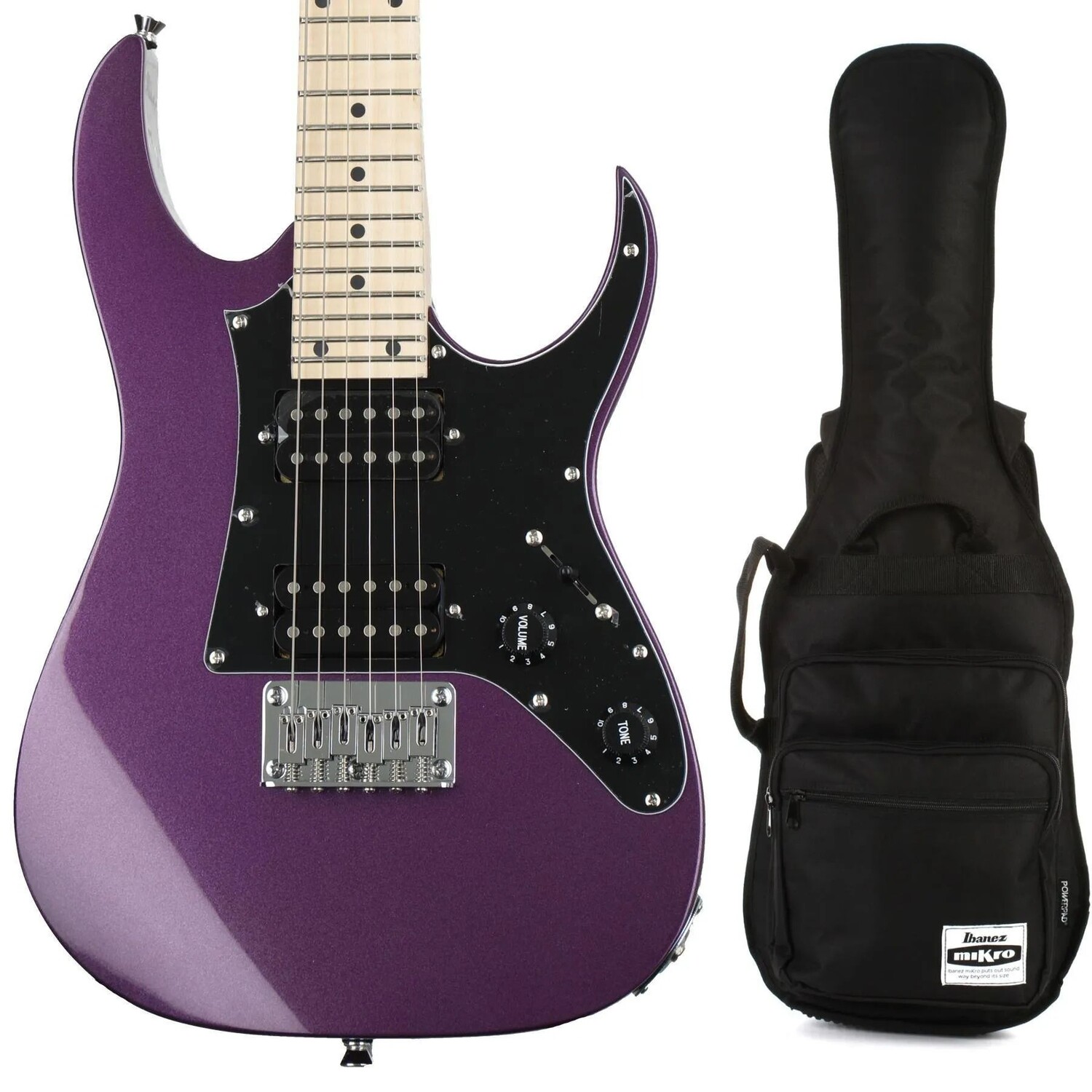 

Электрогитара Ibanez miKro GRGM21M и сумка для инструментов - фиолетовый металлик