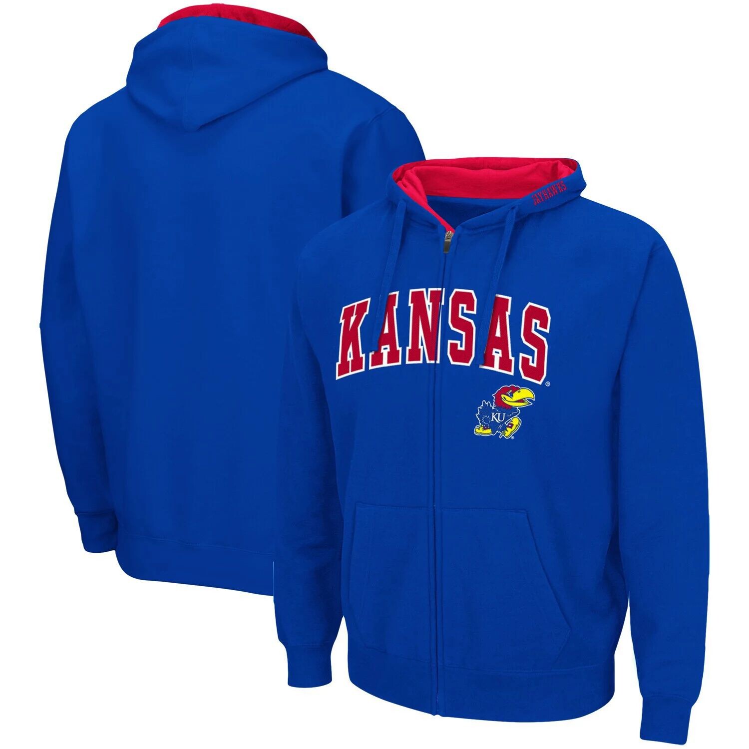 

Мужская толстовка с молнией во всю длину Royal Kansas Jayhawks Arch & Logo 3.0 Colosseum