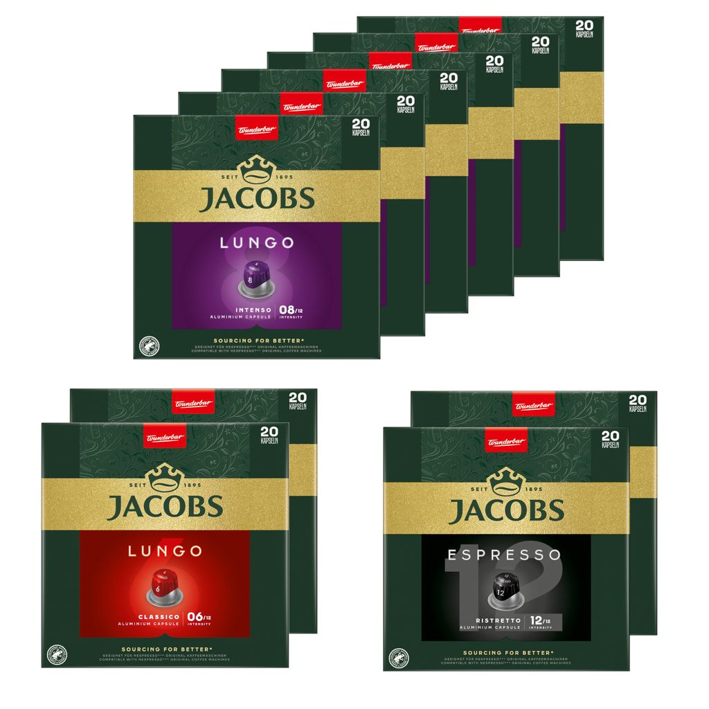 

Капсулы JACOBS 200, совместимые с Nespresso*, Lungo 8 и 6 + Espresso 12 Ristretto