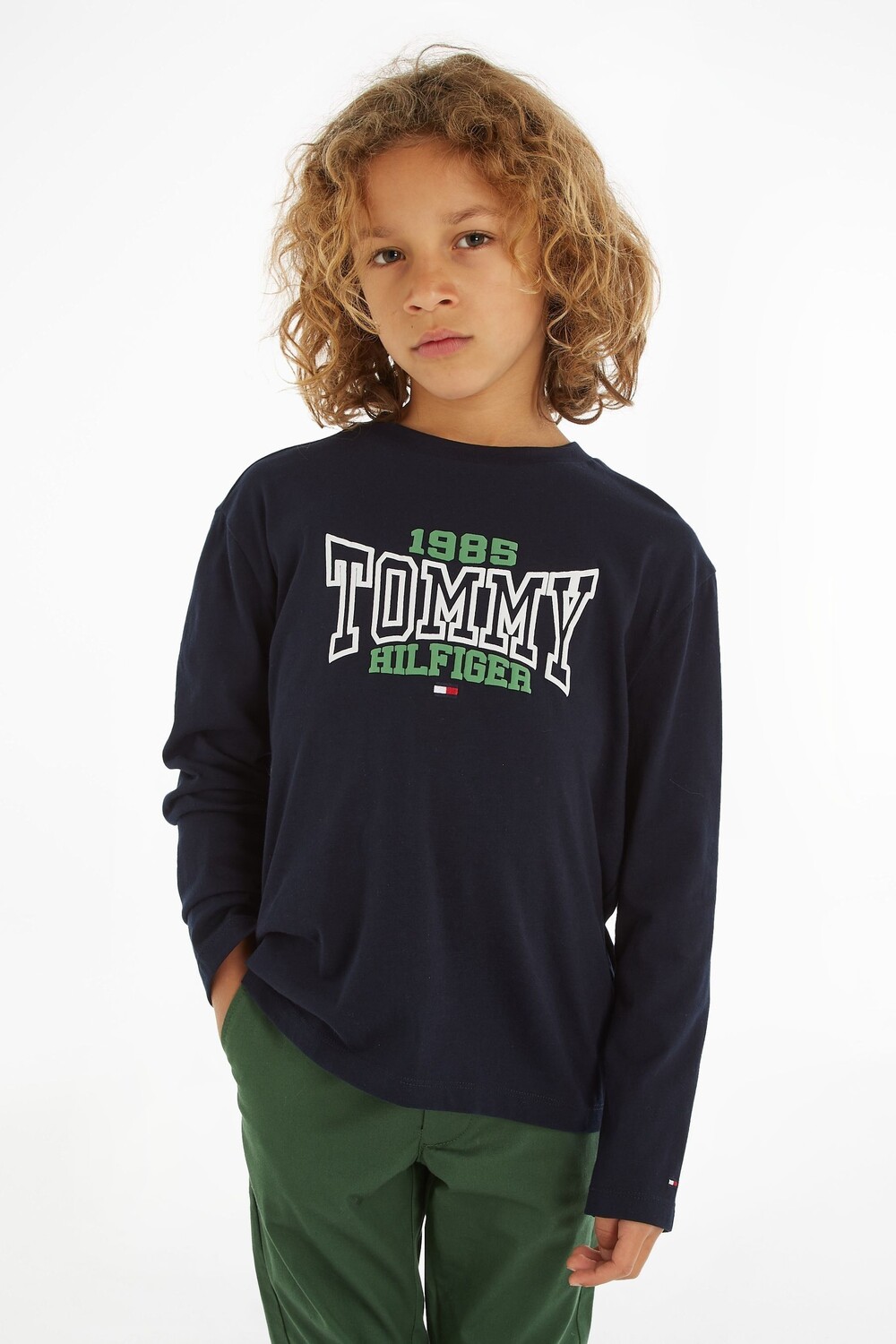 

Синяя футболка с длинными рукавами для мальчиков 1985 года Tommy Hilfiger, синий