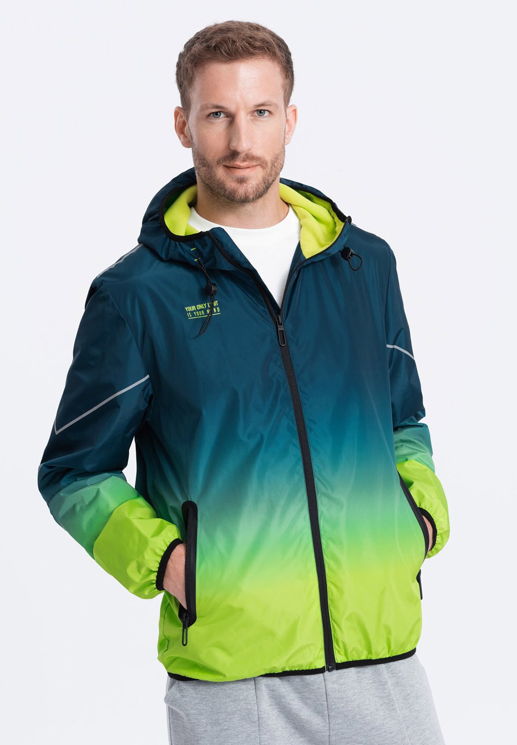 Куртка для отдыха на природе OM-JANP Ombre, цвет turquoise and lime green