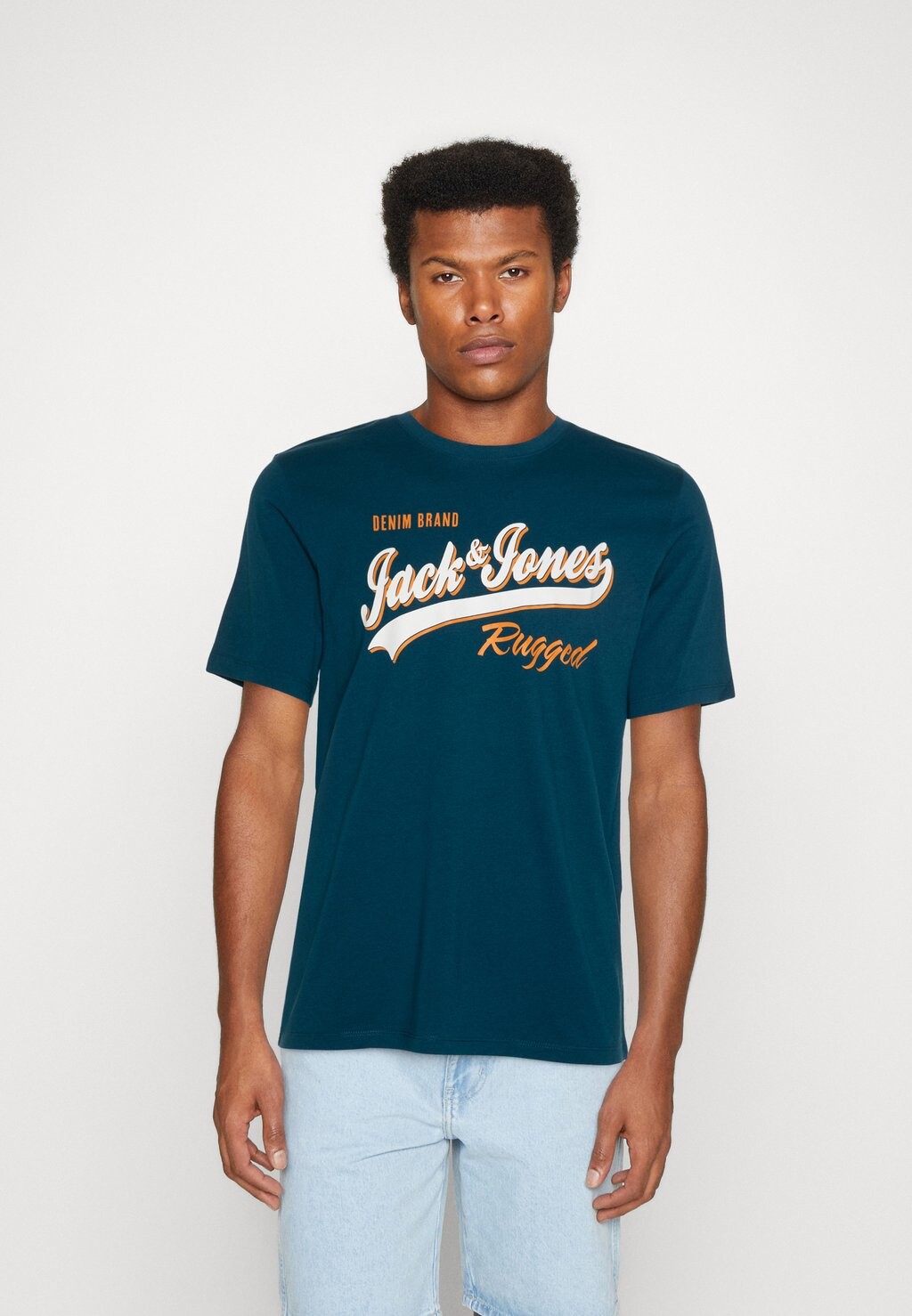 

Футболка с принтом ELOGO SS O-NECK 2 COL AW23 SN Jack & Jones, матросский синий