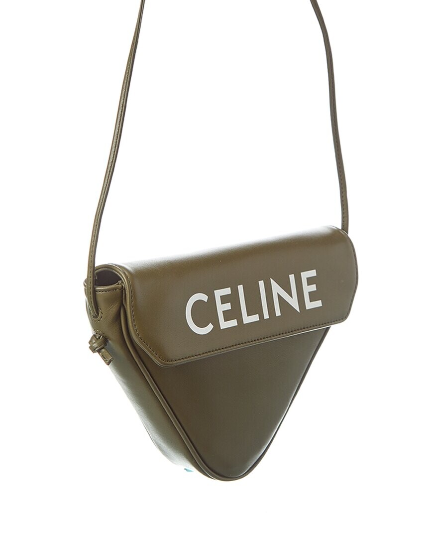 

CELINE Треугольная кожаная сумка через плечо, зеленый