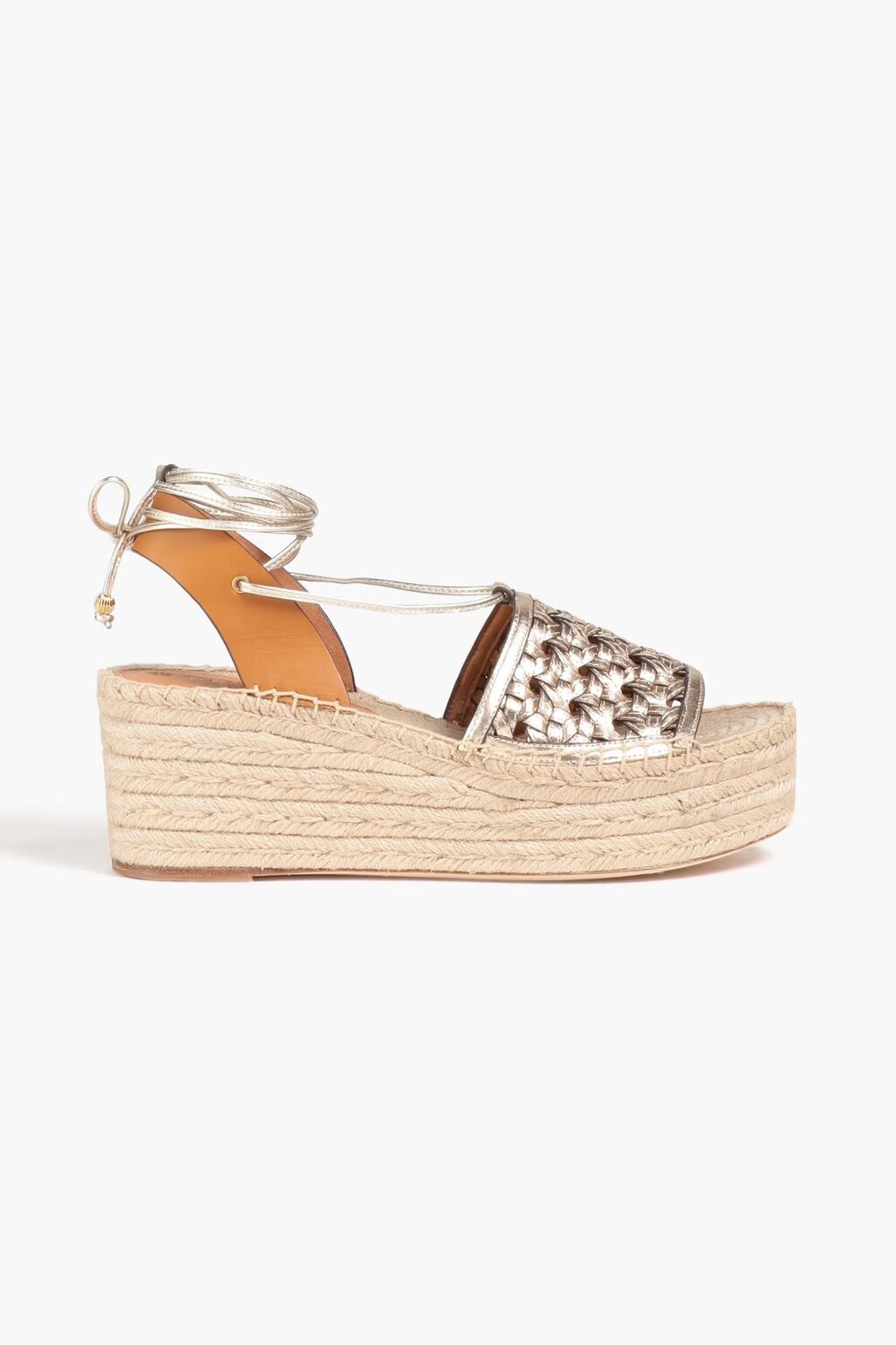 

Эспадрильи из металлизированной кожи на платформе Tory Burch, платина