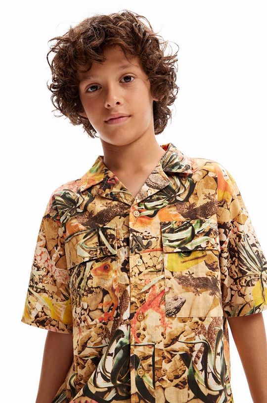 Desigual Детская хлопковая рубашка, коричневый