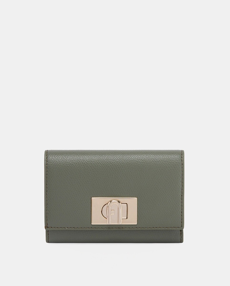

Маленький кошелек из кожи зеленого цвета в стиле милитари с клапаном Furla