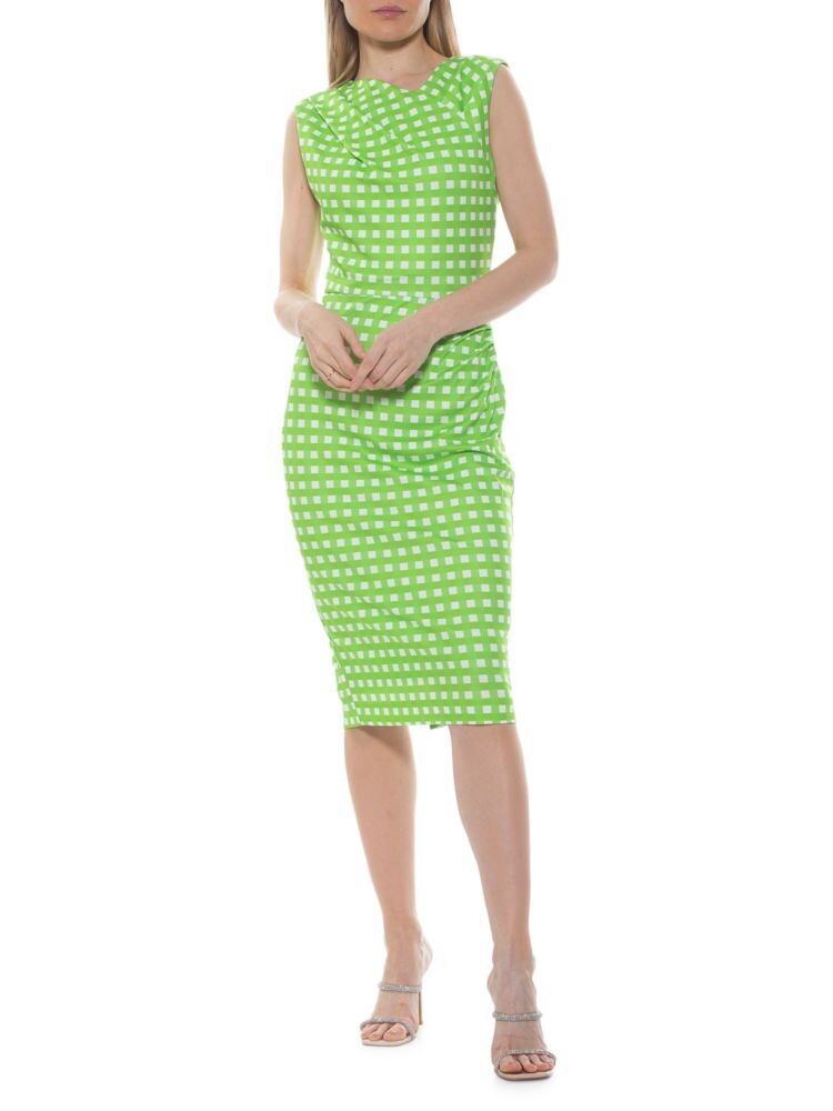 

Плиссированное платье-футляр Diane Alexia Admor, цвет Lime Gingham