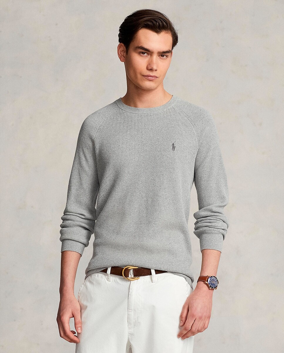 

Мужской хлопковый свитер с круглым вырезом Polo Ralph Lauren, серый