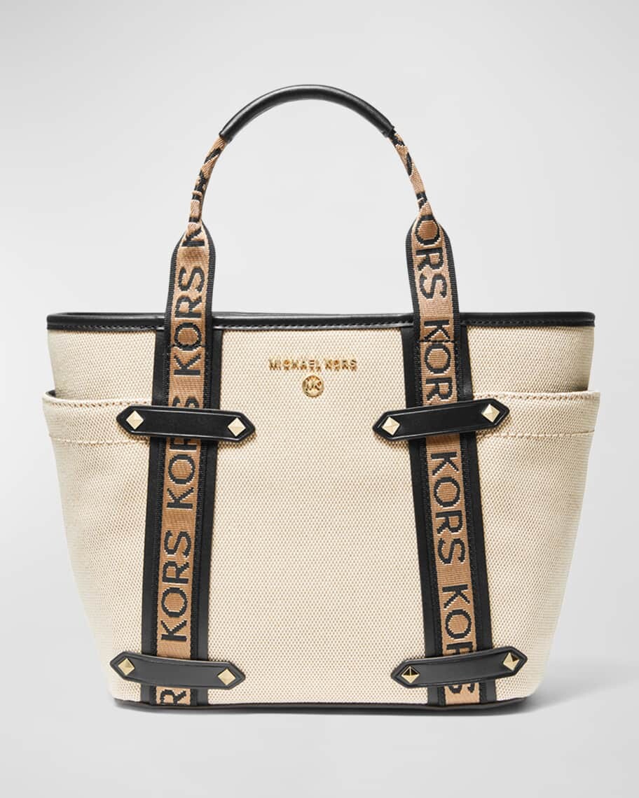 

Маленькая большая сумка из плотной ткани с логотипом MICHAEL Michael Kors