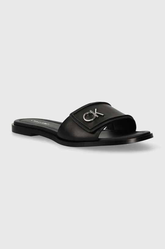 

Кожаные шлепанцы Flat Slide Relock Lth Calvin Klein, черный