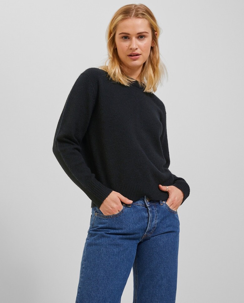 

Женский вязаный свитер с круглым вырезом Jack & Jones, черный