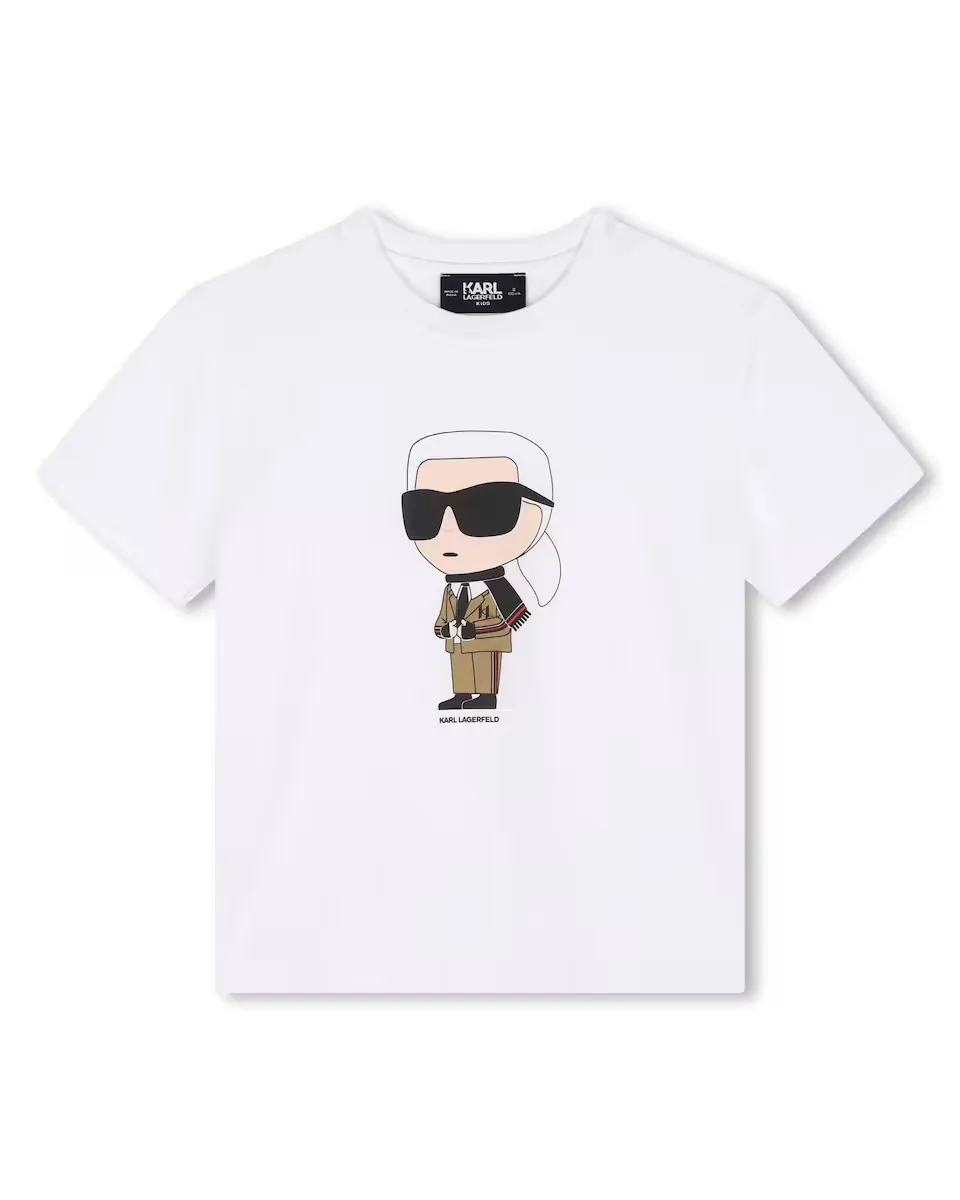 

Футболка для мальчика из 100% хлопка с рисунком спереди Karl Lagerfeld Kids, белый
