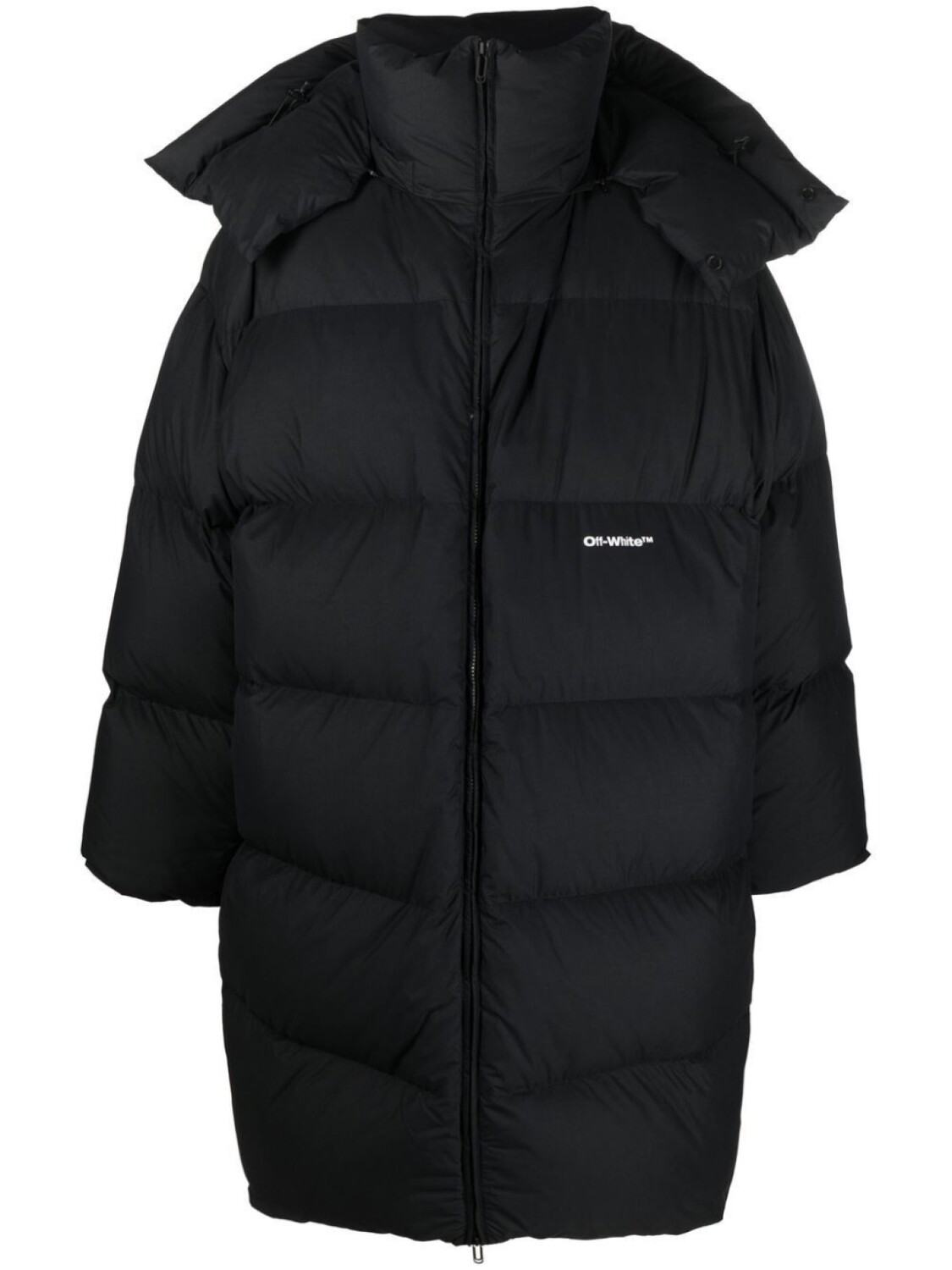 

Off-White logo-print puffer coat, черный