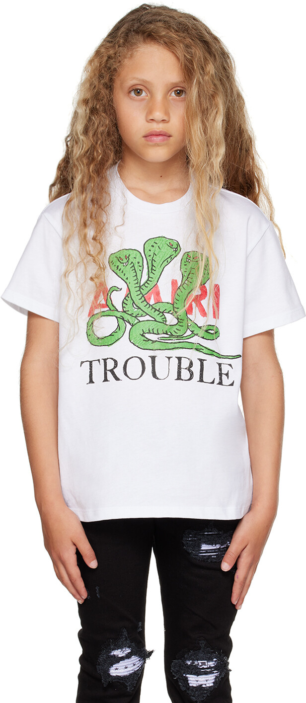 

AMIRI Детская белая футболка Trouble