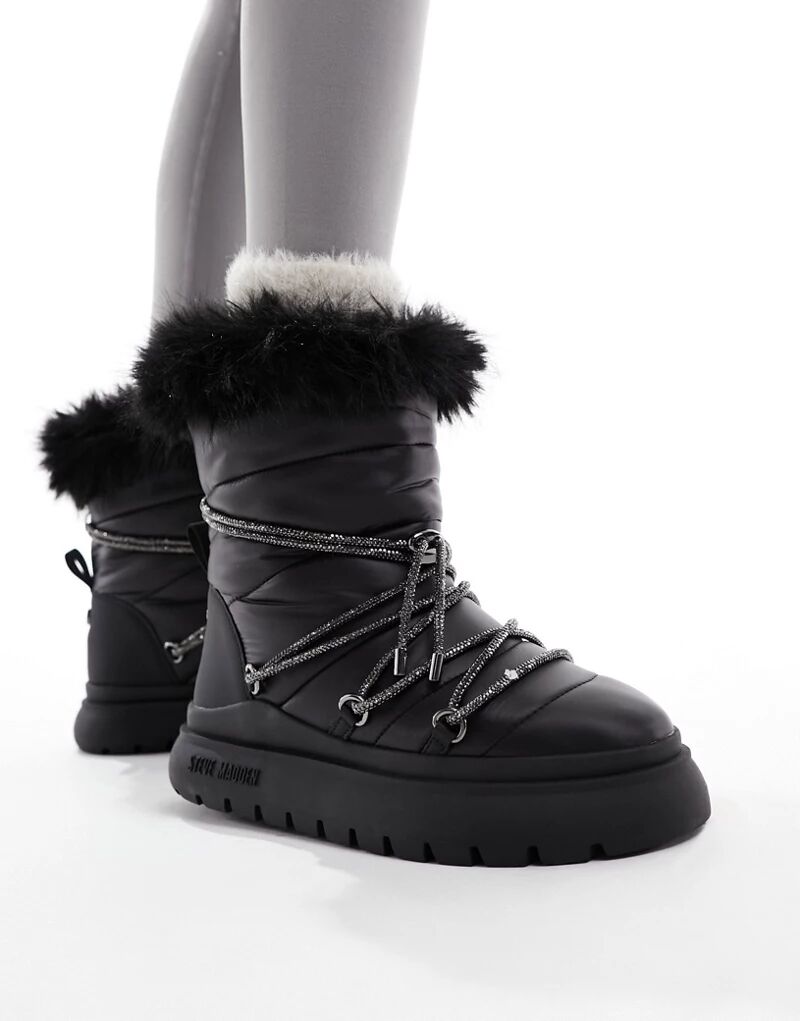 Черные зимние ботинки Steve Madden Ice-Storm с декорированным кружевом зимние ботинки ice storm steve madden белый