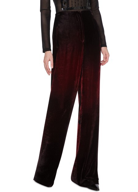 

Бархатные брюки с розовым принтом Alberta Ferretti
