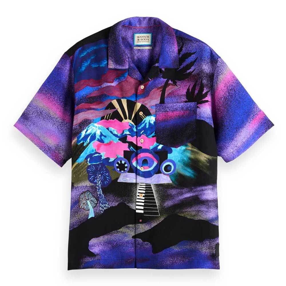 

Рубашка с коротким рукавом Scotch & Soda Placed Printed Tencel, разноцветный