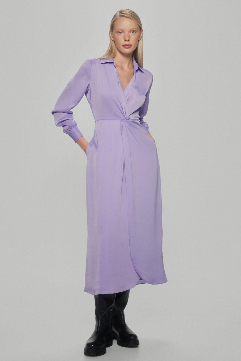 

Платье с запахом и сборкой сбоку Pedro del Hierro, фиолетовый