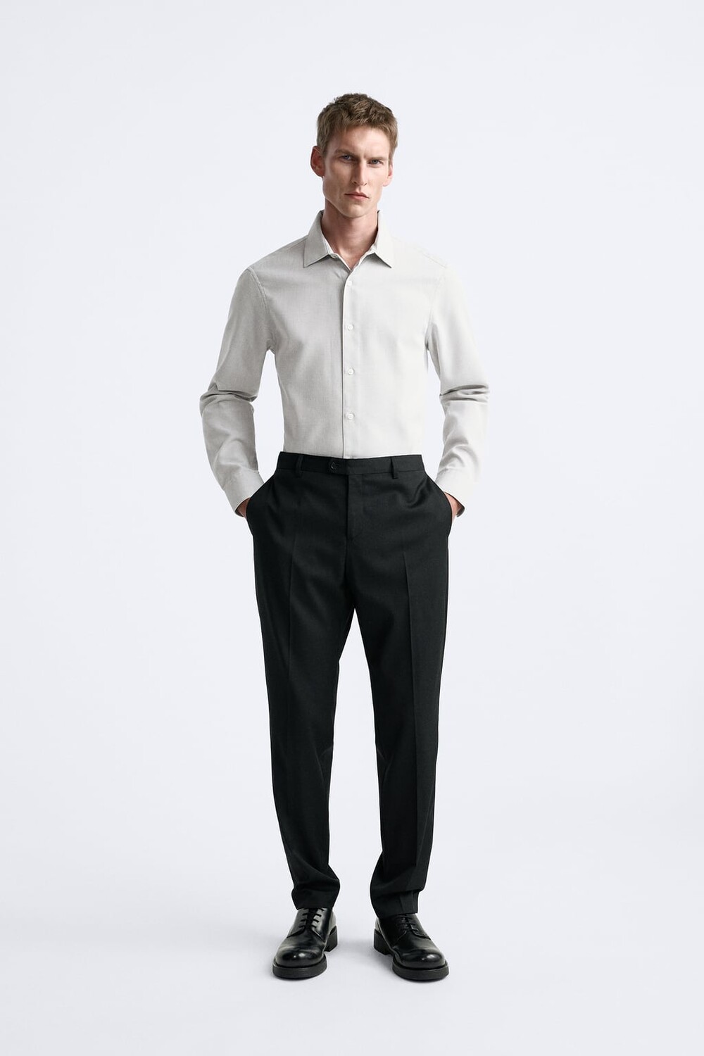 

Легкая в уходе фактурная рубашка ZARA, бежевый