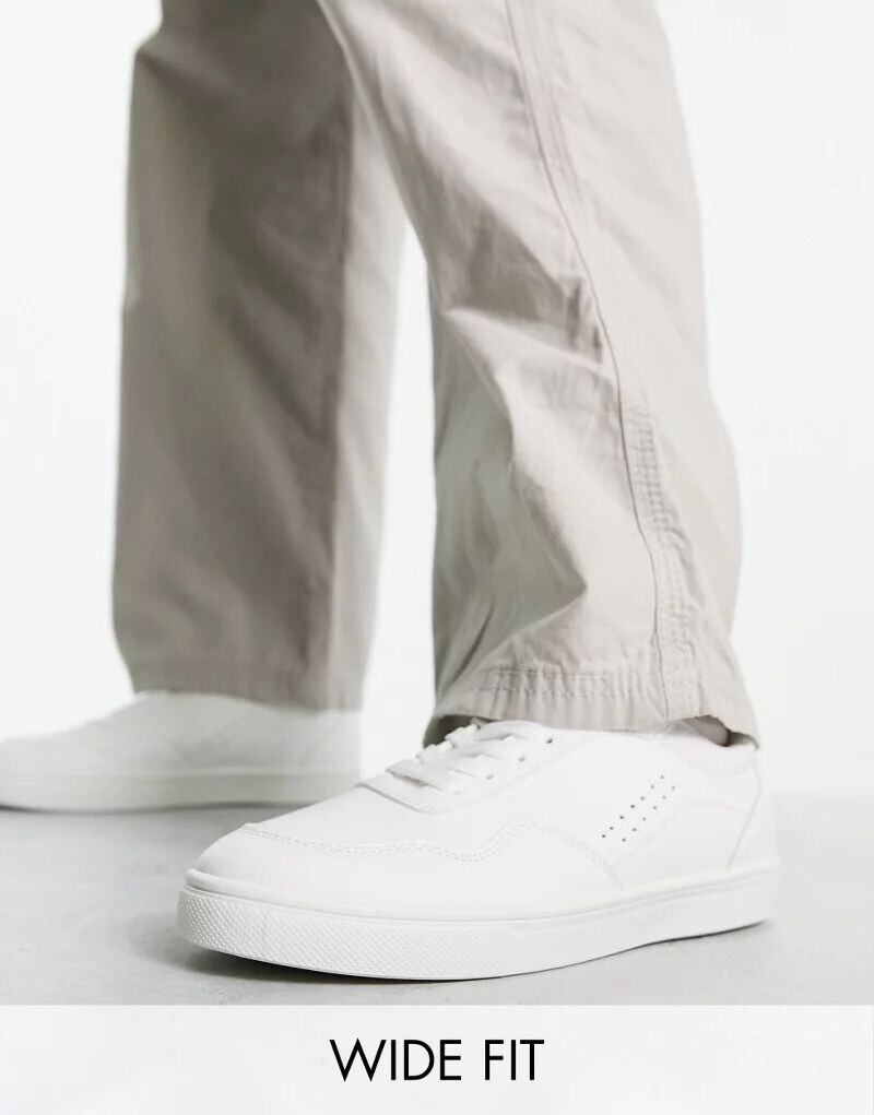

Белые кроссовки на шнуровке со вставками London Rebel Wide Fit, Белый, Белые кроссовки на шнуровке со вставками London Rebel Wide Fit
