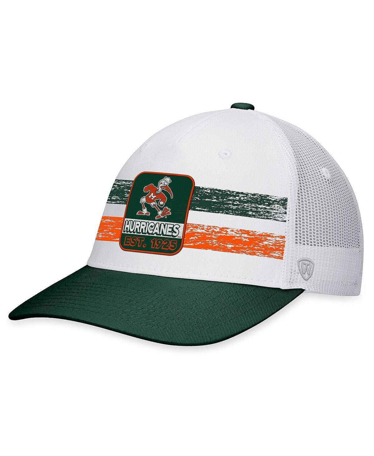 

Мужская бело-зеленая кепка Miami Hurricanes Retro Fade Snapback Top of the World
