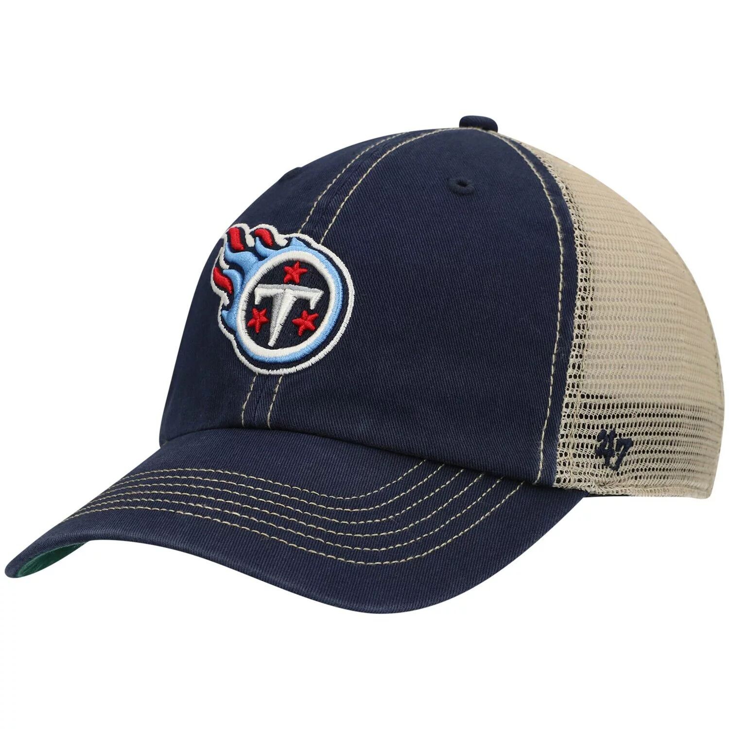 

Мужская темно-синяя/натуральная шляпа '47 Tennessee Titans Trawler Trucker Clean Up Snapback