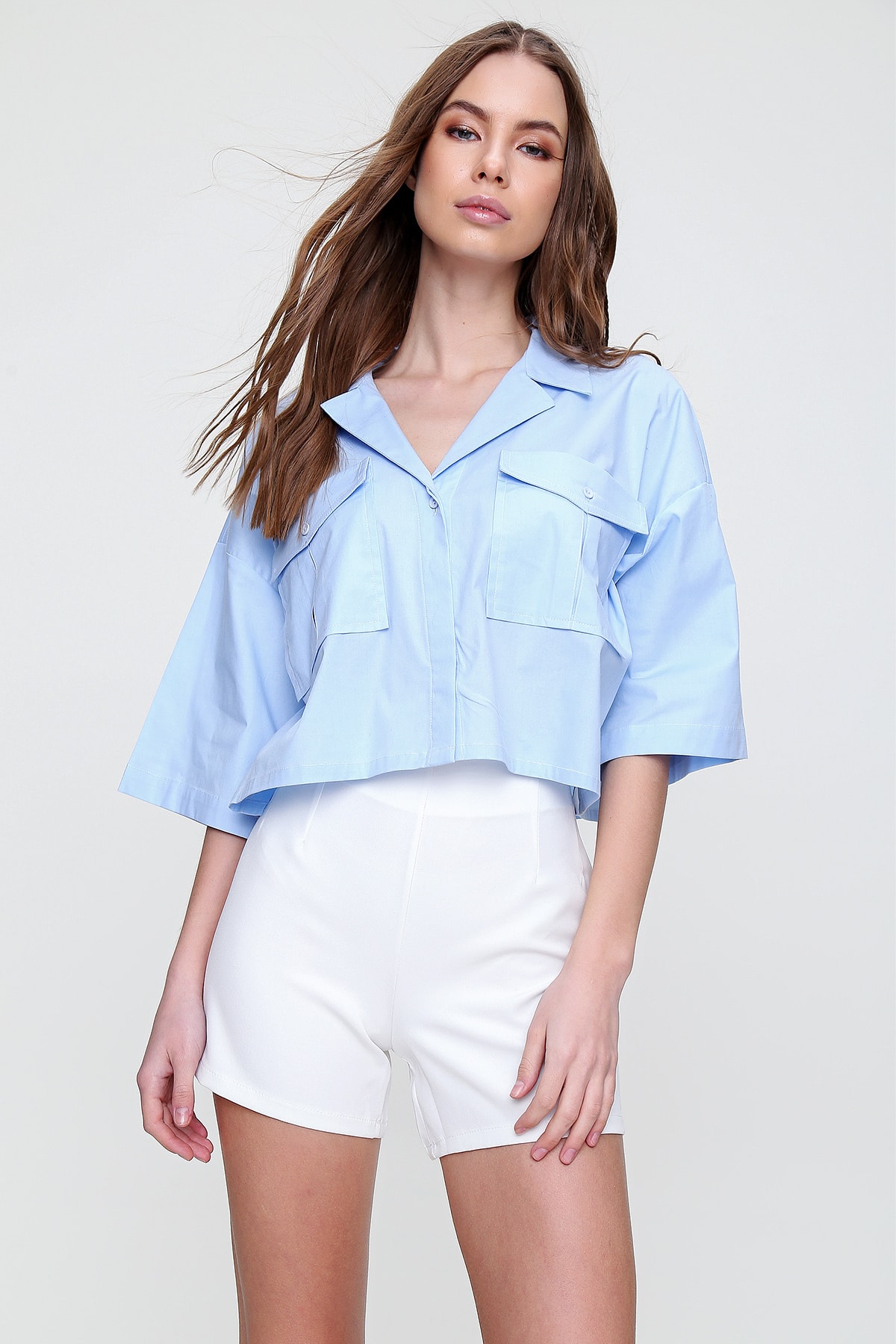 Рубашка – синяя – стандартного кроя Trend Alaçatı Stili, синий