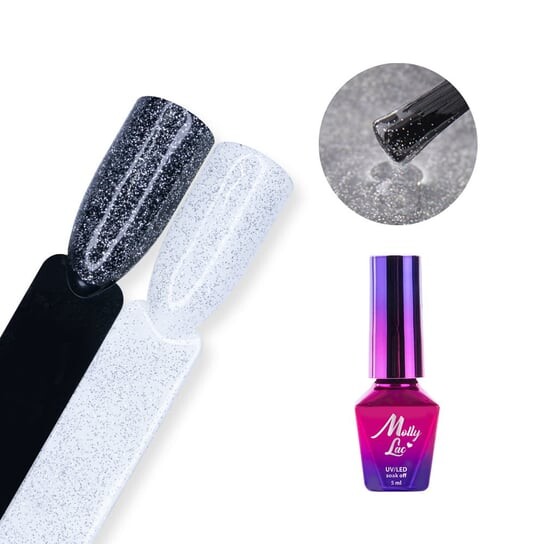 

Гибридный лак для ногтей с частицами 5мл Molly Lac Silver Top no Wipe Hollywood
